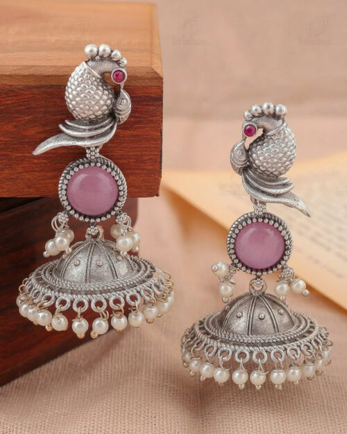 Streevibe Mayura Pink Pearl Jhumka